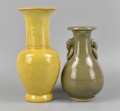 CHINESE YELLOW & CELADON GLAZE