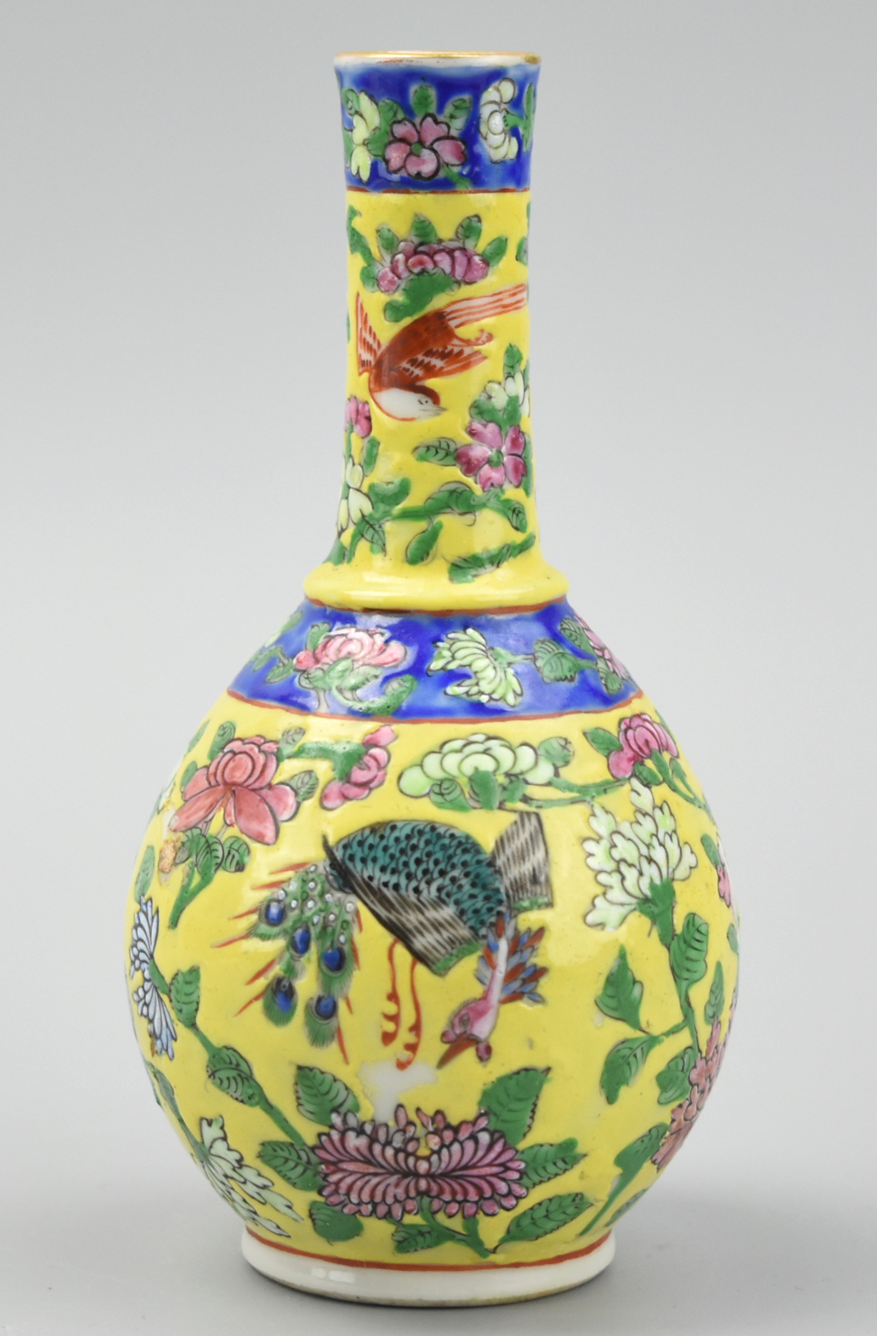 CHINESE YELLOW FAMILLE ROSE VASE