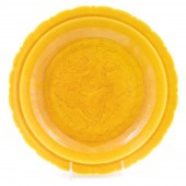 CHINESE YELLOW GLAZE INCISED D