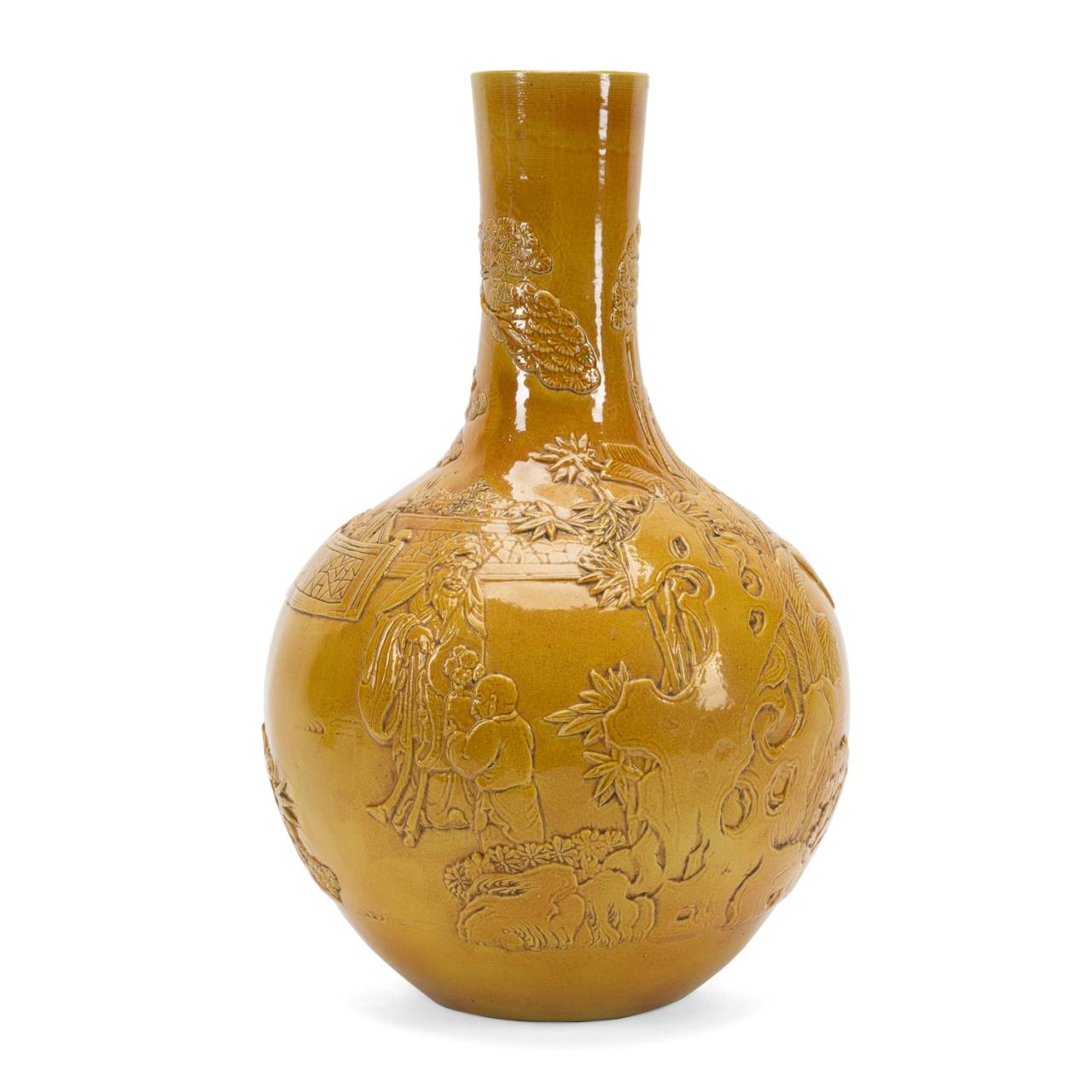 CHINESE YELLOW GLAZE STAR GODS VASE