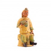 CHINESE YELLOW GLAZED SEATED M