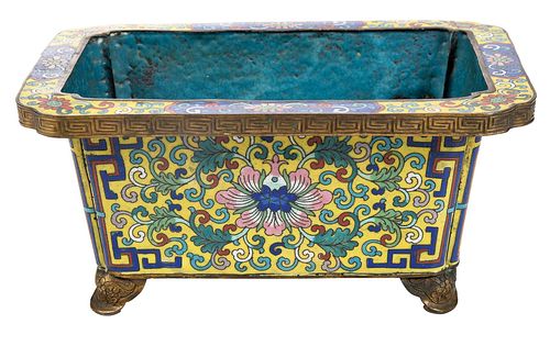 CHINESE YELLOW GROUND CLOISONNE