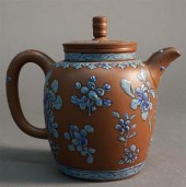 CHINESE YIXING WARE TEAPOT, H: