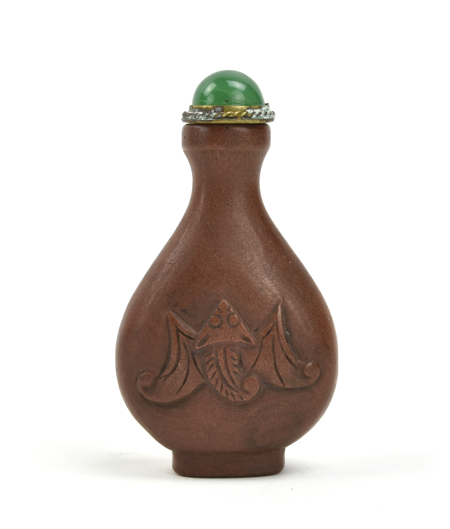 CHINESE ZISHA SNUFF BOTTLE W/