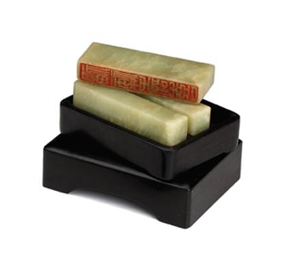 Chinese zitan seal box and three