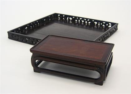 Chinese zitan tray and hongmu table