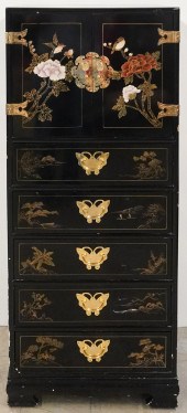 CHINOISERIE DECORATED BLACK LA