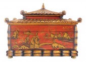 CHINOISERIE DECORATED HINGED L