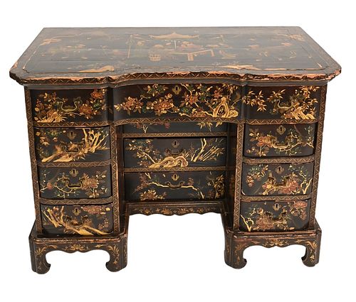 CHINOISERIE DECORATED KNEEHOLE