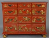 CHINOISERIE DECORATED SCARLET