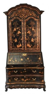 CHINOISERIE DECORATED SECRETAR