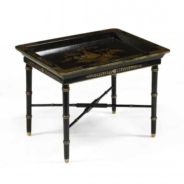 CHINOISERIE DECORATED TRAY ON STAND