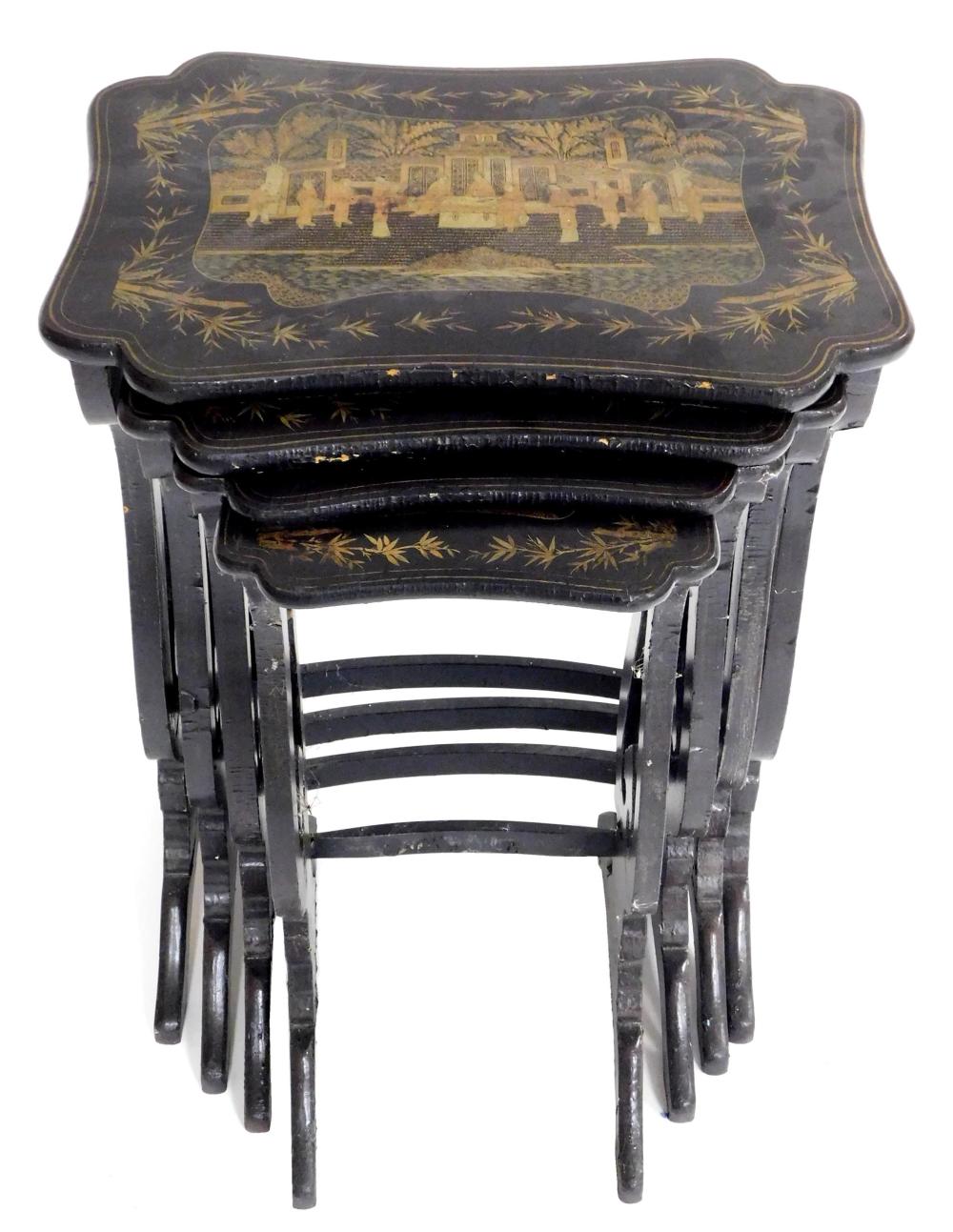 CHINOISERIE NESTING TABLES, 19TH