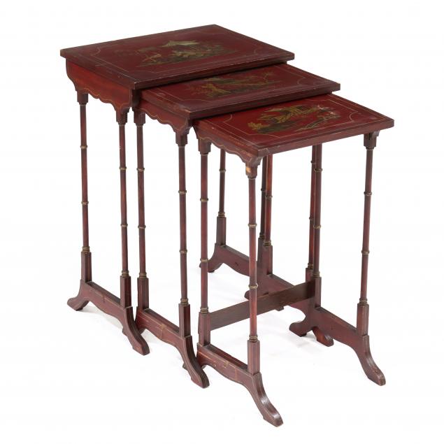 CHINOISERIE NESTING TABLES Mid 20th