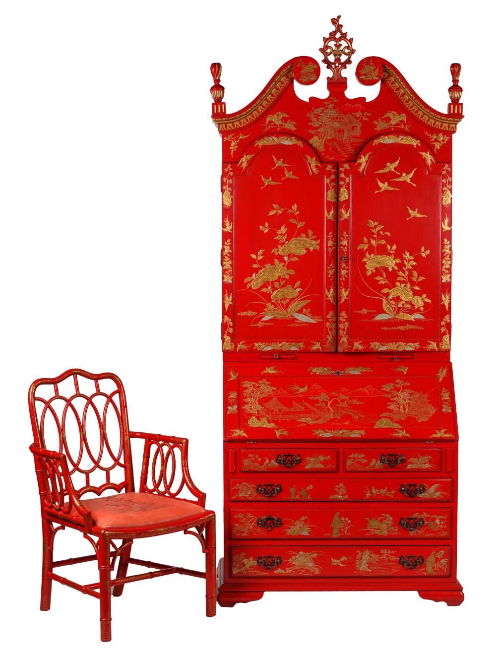 CHINOISERIE PAINTED SECRETARY &