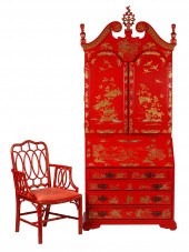 CHINOISERIE PAINTED SECRETARY