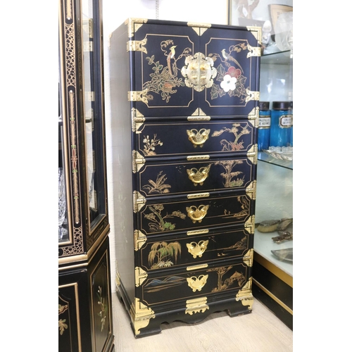 Chinoiserie pedestal cabinet with