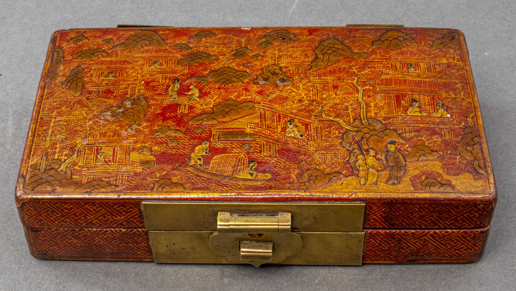 CHINOISERIE RED LACQUER STORAGE BOX