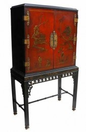 CHINOISERIE RED LACQUERED CABI