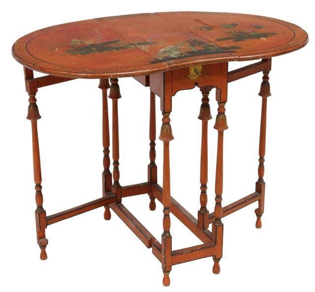 CHINOISERIE RED LACQUERED DROP-LEAF