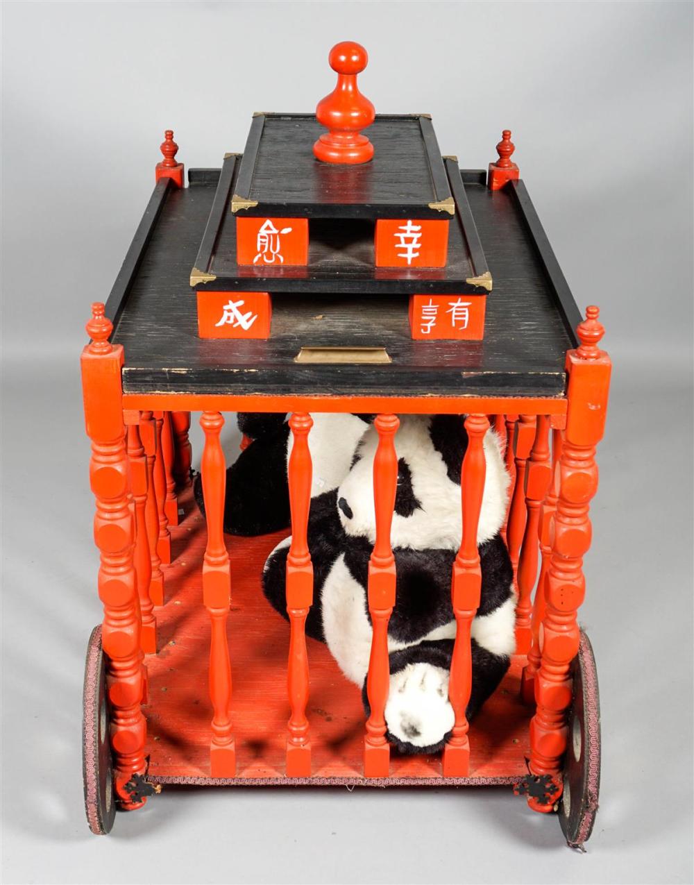 CHINOISERIE RED PAINTED PAGODA