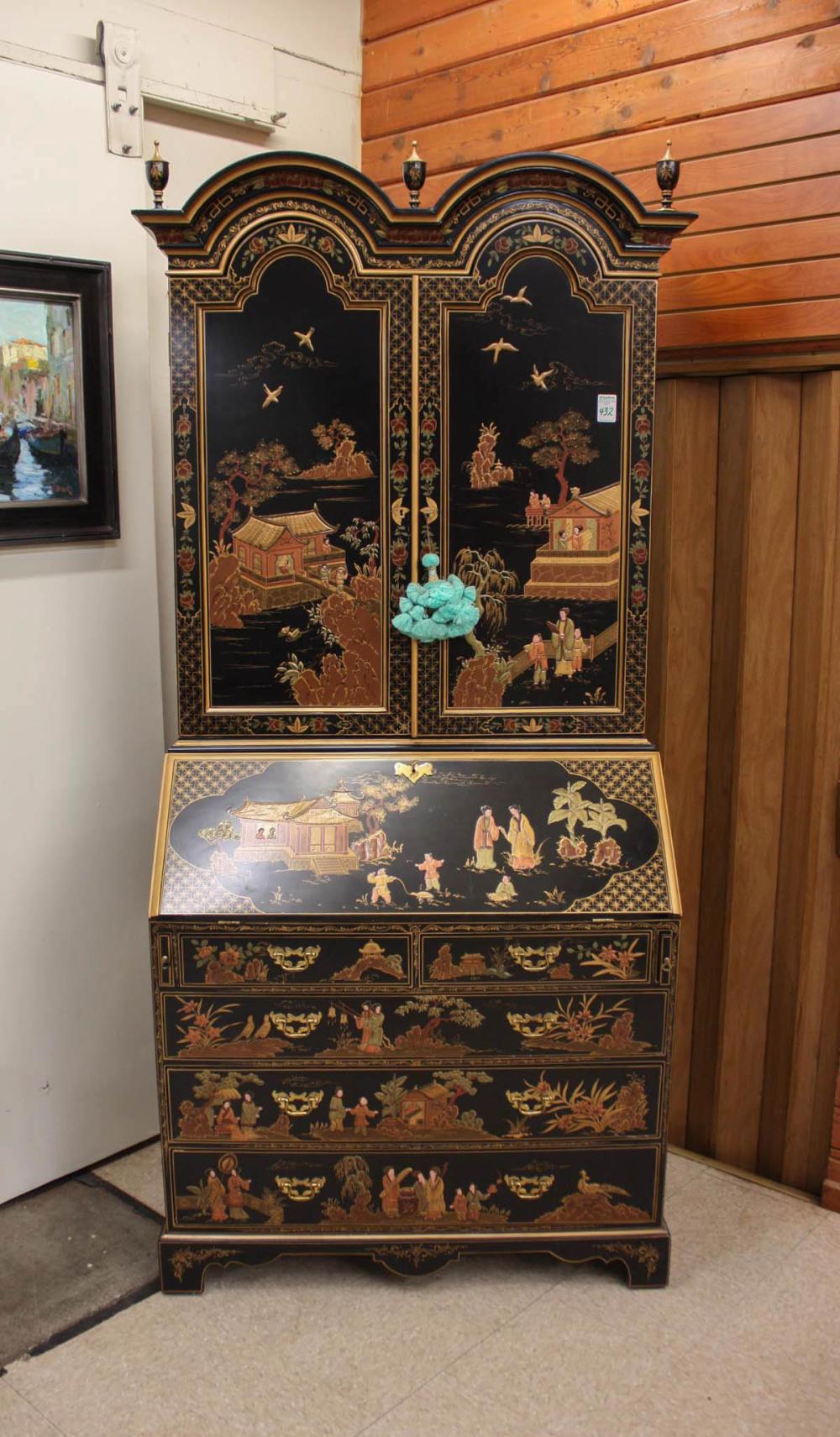 CHINOISERIE SECRETARY BOOKCASE,