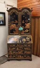 CHINOISERIE SECRETARY BOOKCASE