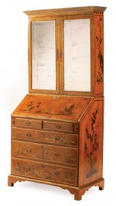 CHINOISERIE SECRETARY BOOKCASE