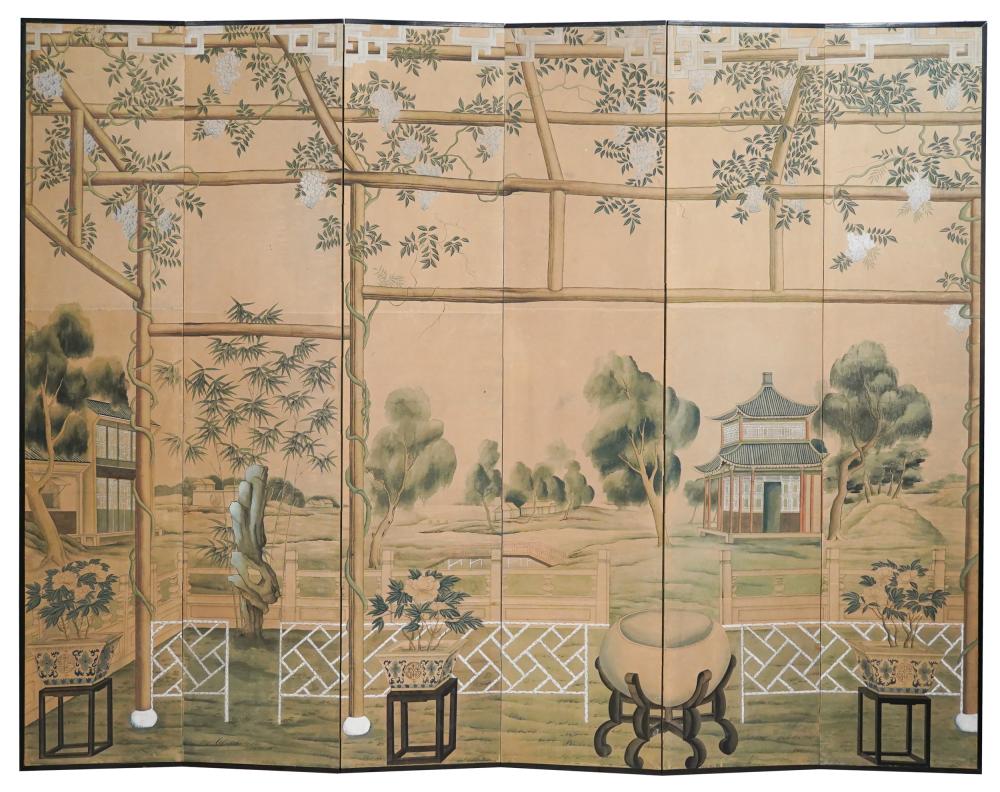 CHINOISERIE SIX-PANEL SCREENpainted