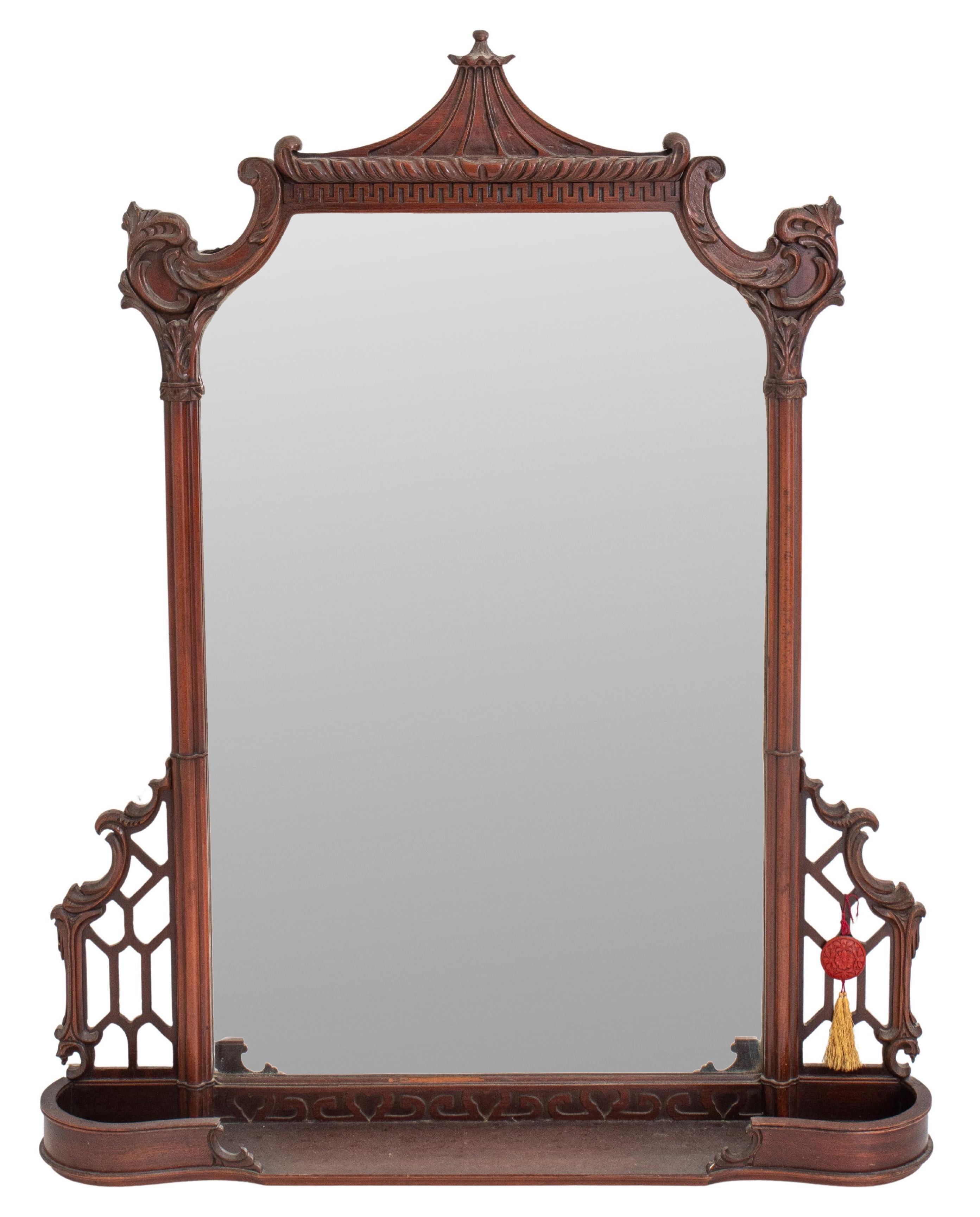 CHINOISERIE STYLE MAHOGANY MIRROR