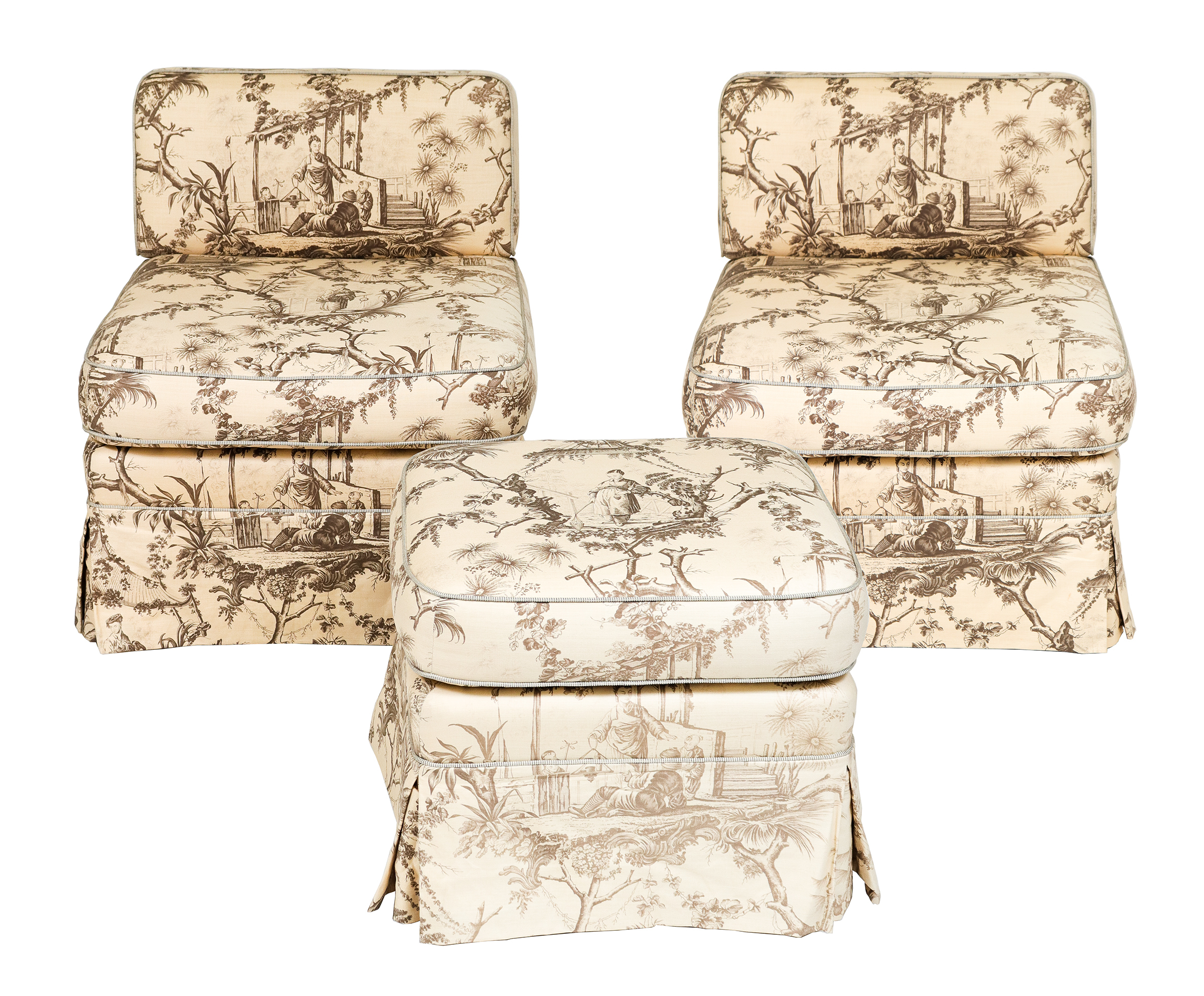 CHINOISERIE UPHOLSTERED LOW