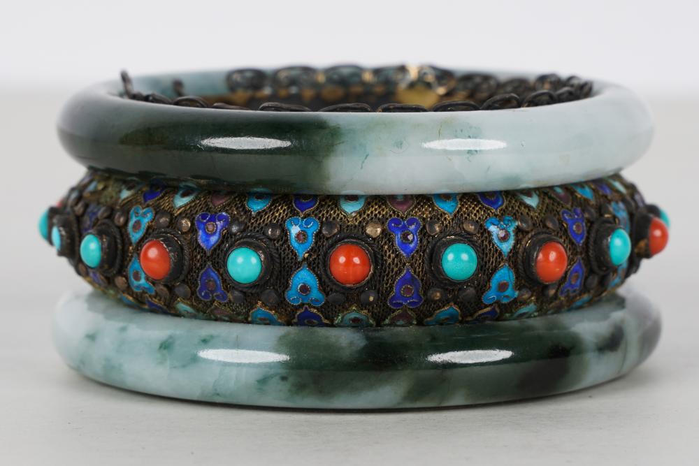 CHINSE SILVER, JADE & SEMI-PRECIOUS