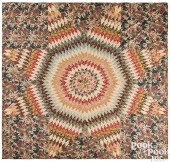 CHINTZ LONE STAR QUILT, EARLY/
