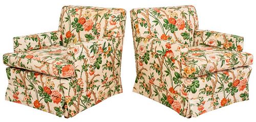 CHINTZ UPHOLSTERED SKIRTED ARM