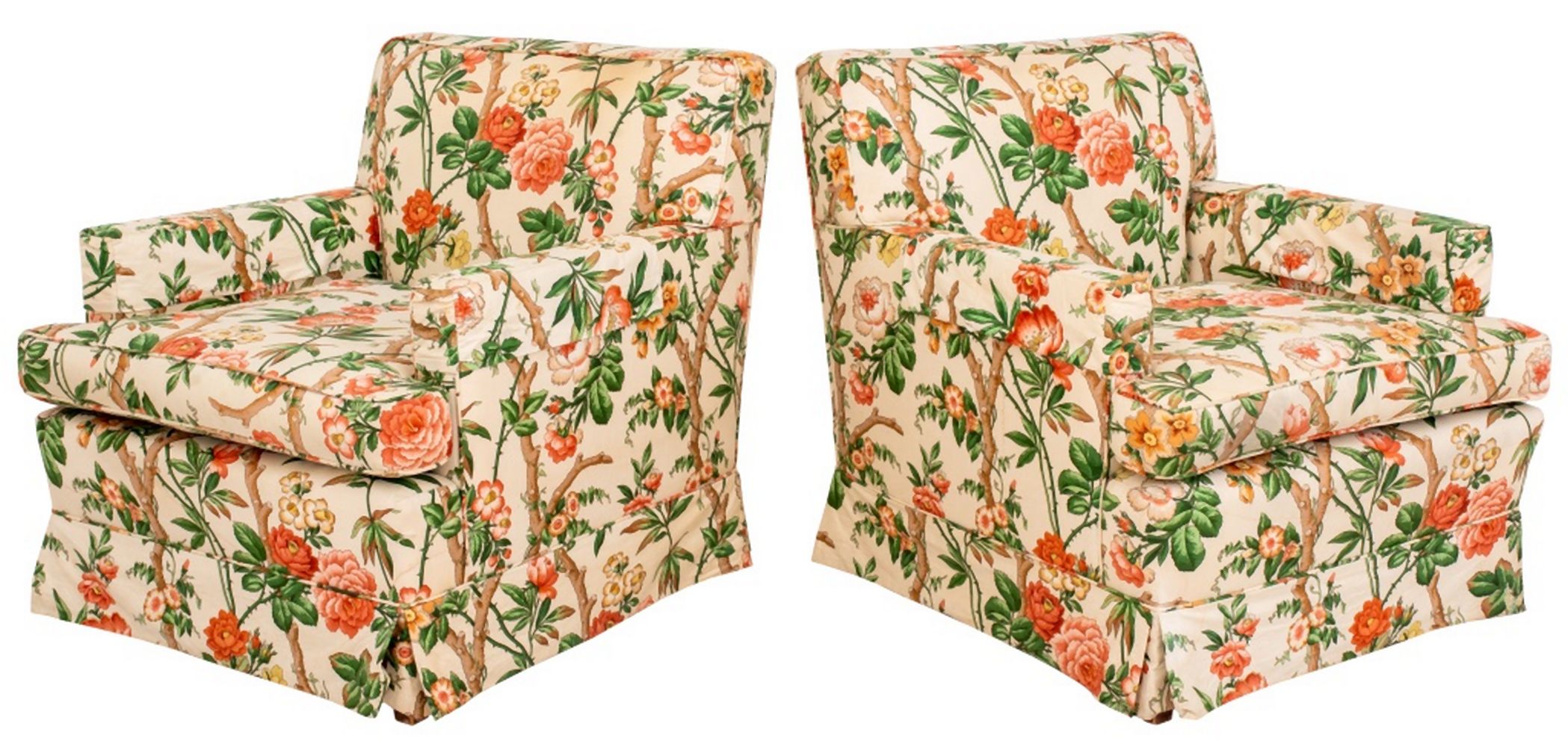 CHINTZ UPHOLSTERED SKIRTED ARM