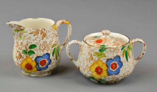 CHINTZWARE CREAM & SUGAR - J.