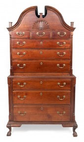 CHIPPENDALE BONNET-TOP CHEST-O