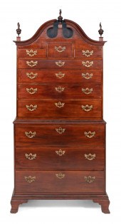 CHIPPENDALE BONNET-TOP CHEST-O