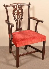 CHIPPENDALE CARVED MAHOGANY AR
