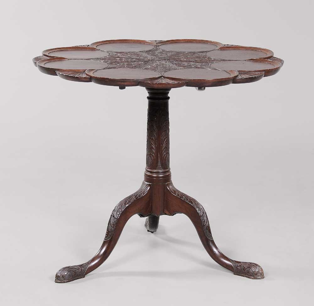 Chippendale Carved Mahogany Tea