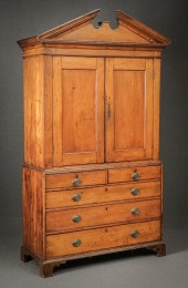 CHIPPENDALE CHERRY CABINET-ON-