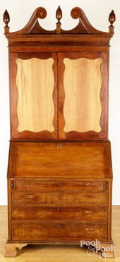 CHIPPENDALE CHERRY DESK AND BO
