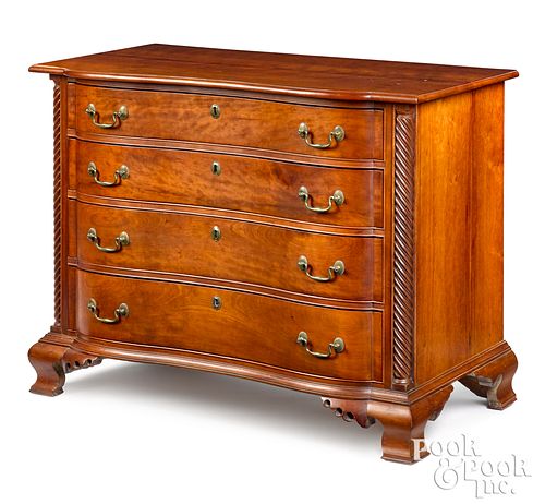 CHIPPENDALE CHERRY OXBOW CHEST OF