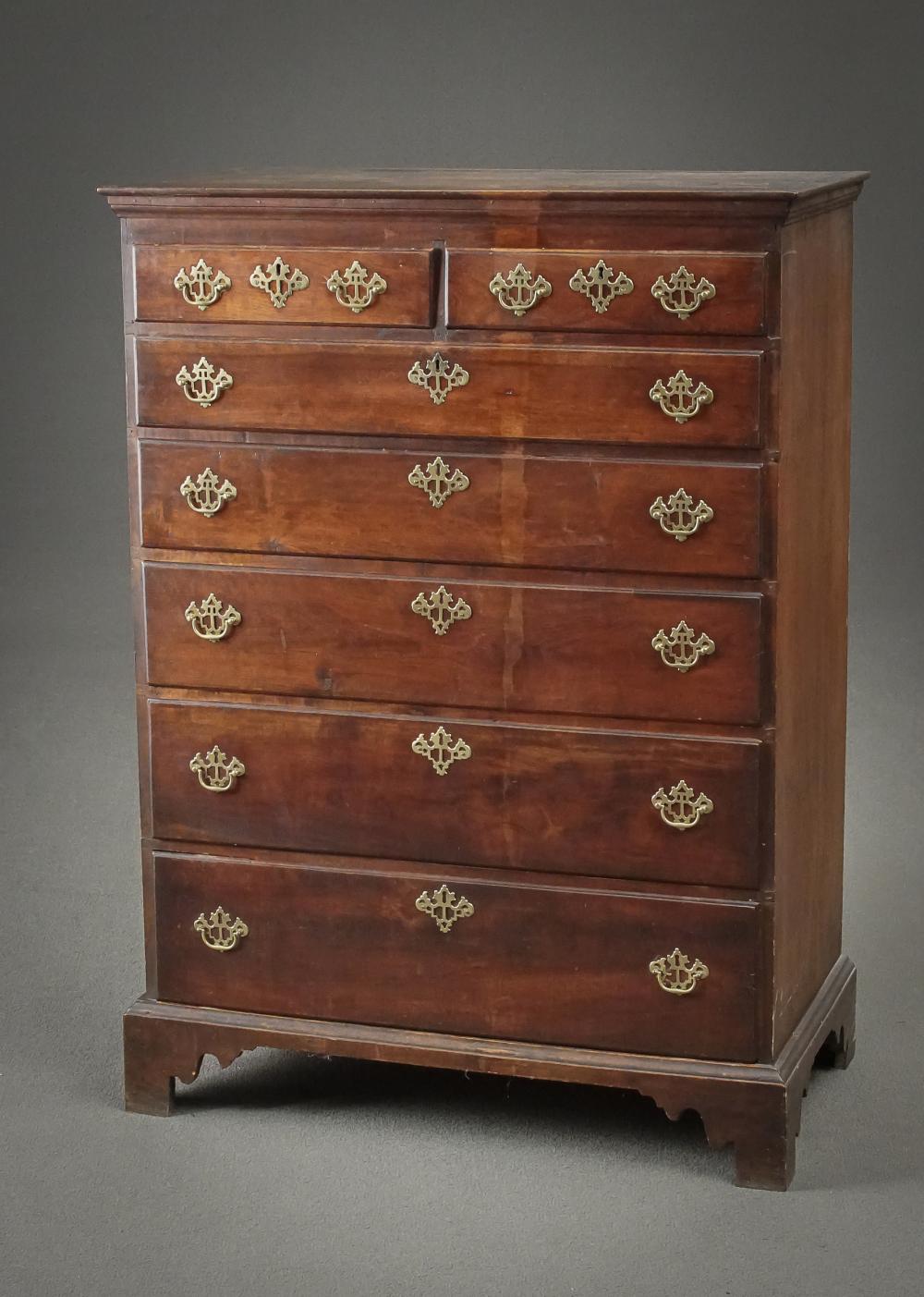 CHIPPENDALE CHERRY TALL CHEST OF