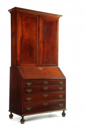 CHIPPENDALE DESK-AND-BOOKCASE.
