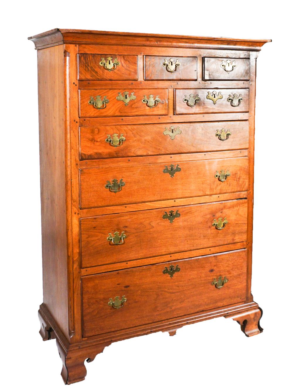 CHIPPENDALE FIGURED WALNUT TALL