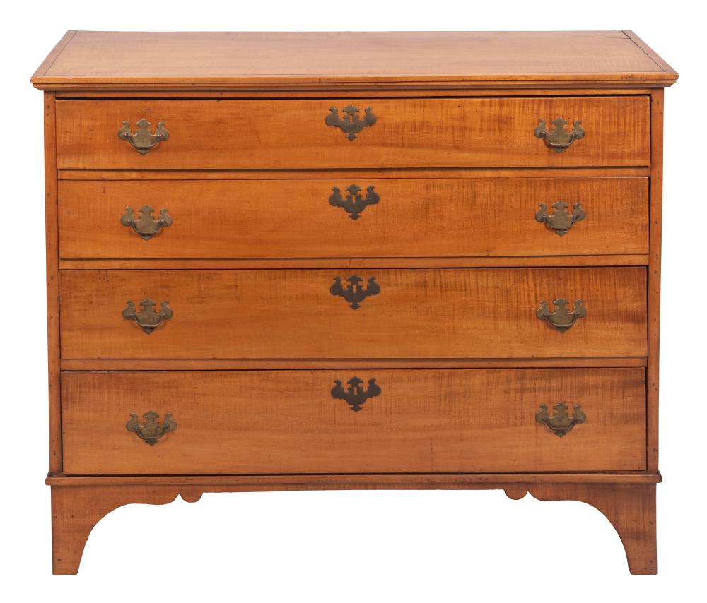 CHIPPENDALE FOUR-DRAWER BUREAU LATE