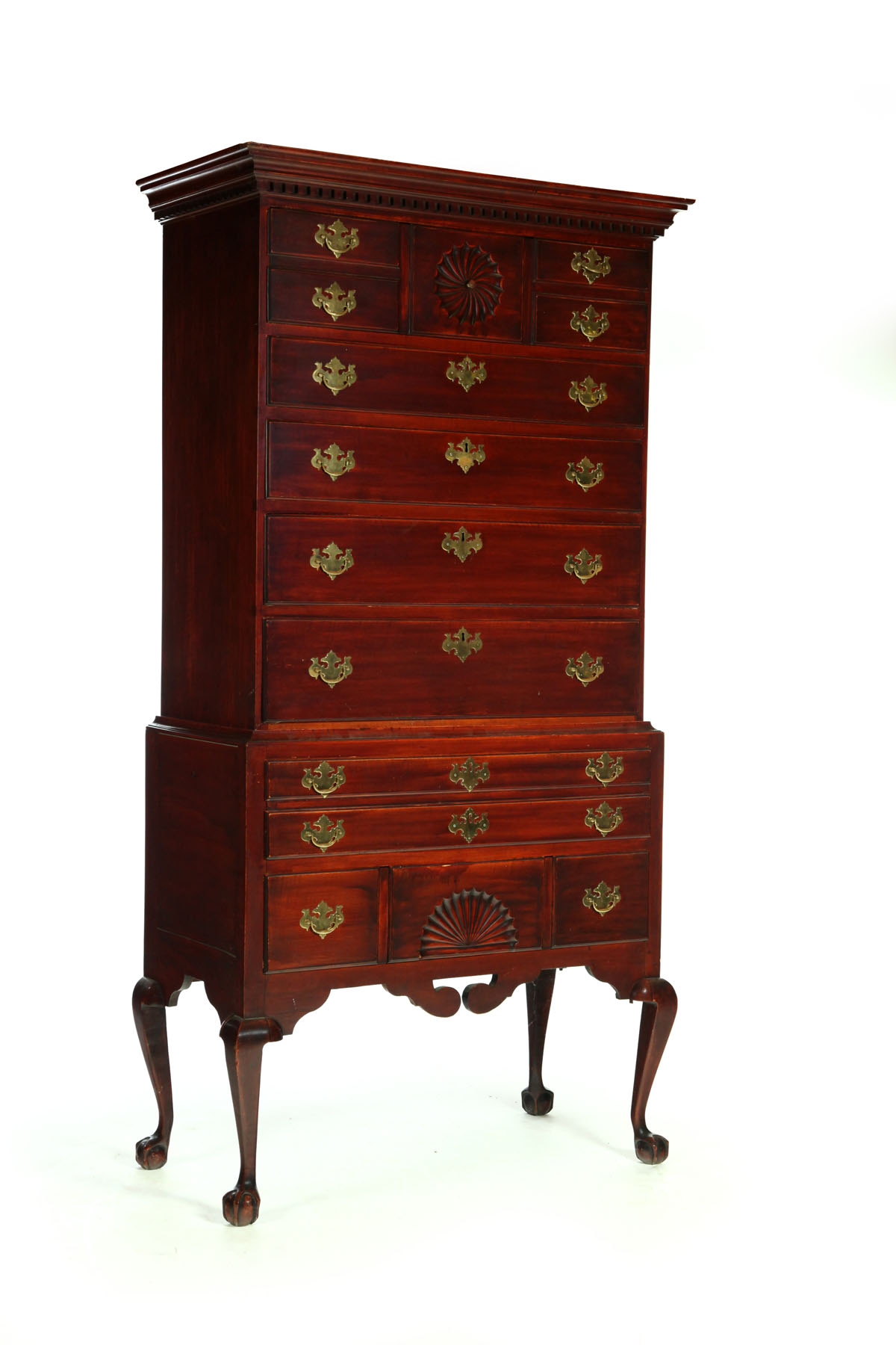 CHIPPENDALE HIGH CHEST OF DRAWERS.