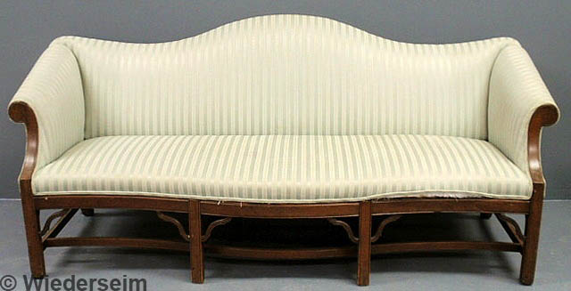Chippendale mahogany camelback sofa