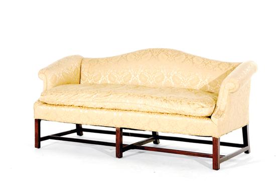 Chippendale mahogany camelback sofa